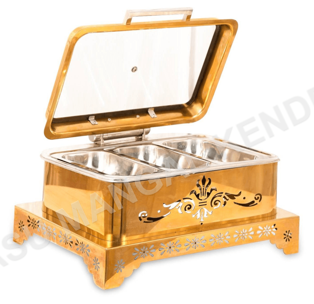 Golden Hydraulic Chafing DISH WITH Single, Double & Triple Partition (GHC76) — Vasu Mangal Kendra