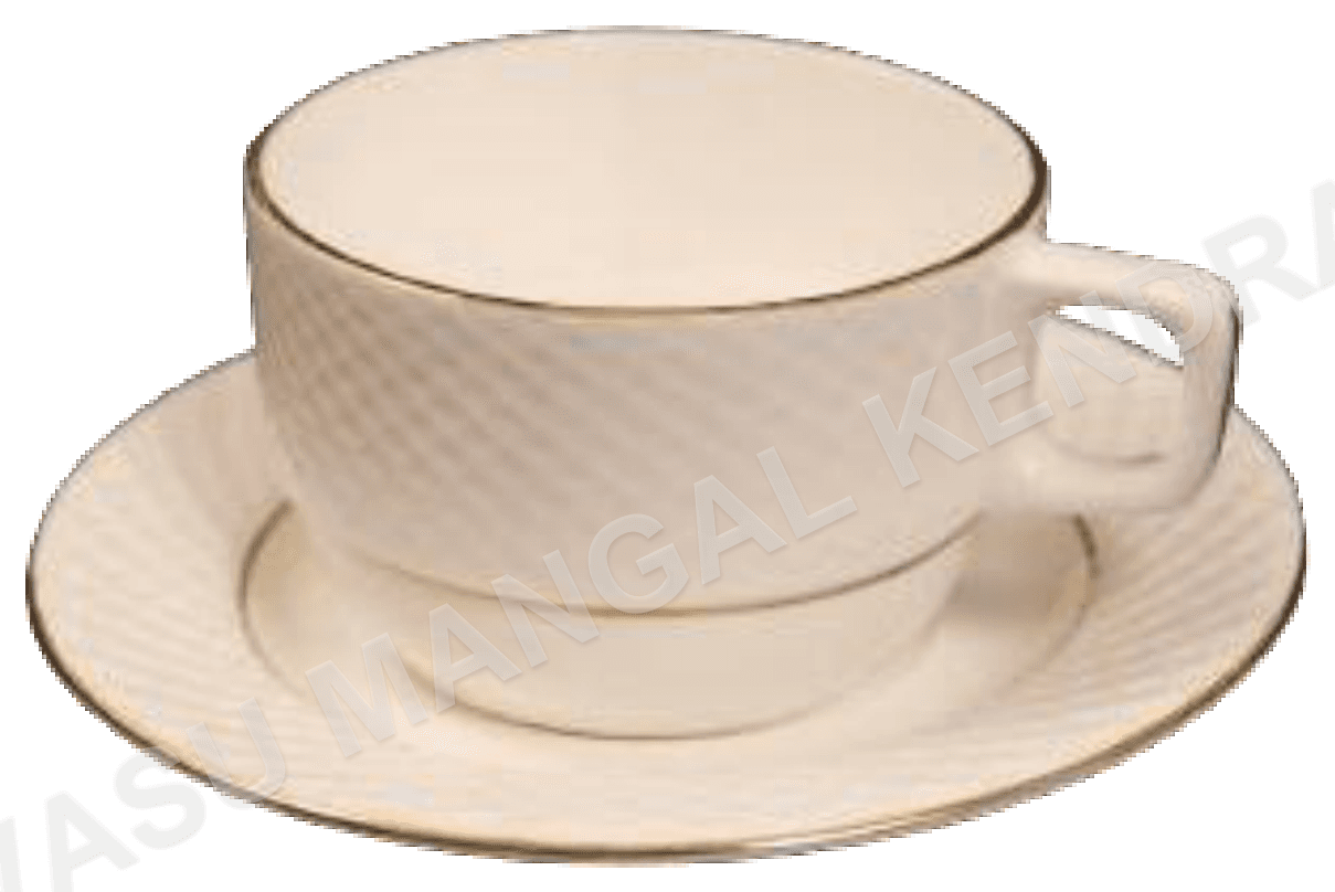 Ceramic Golden RIM TEA CUP WITH Saucer (TC01) — Vasu Mangal Kendra